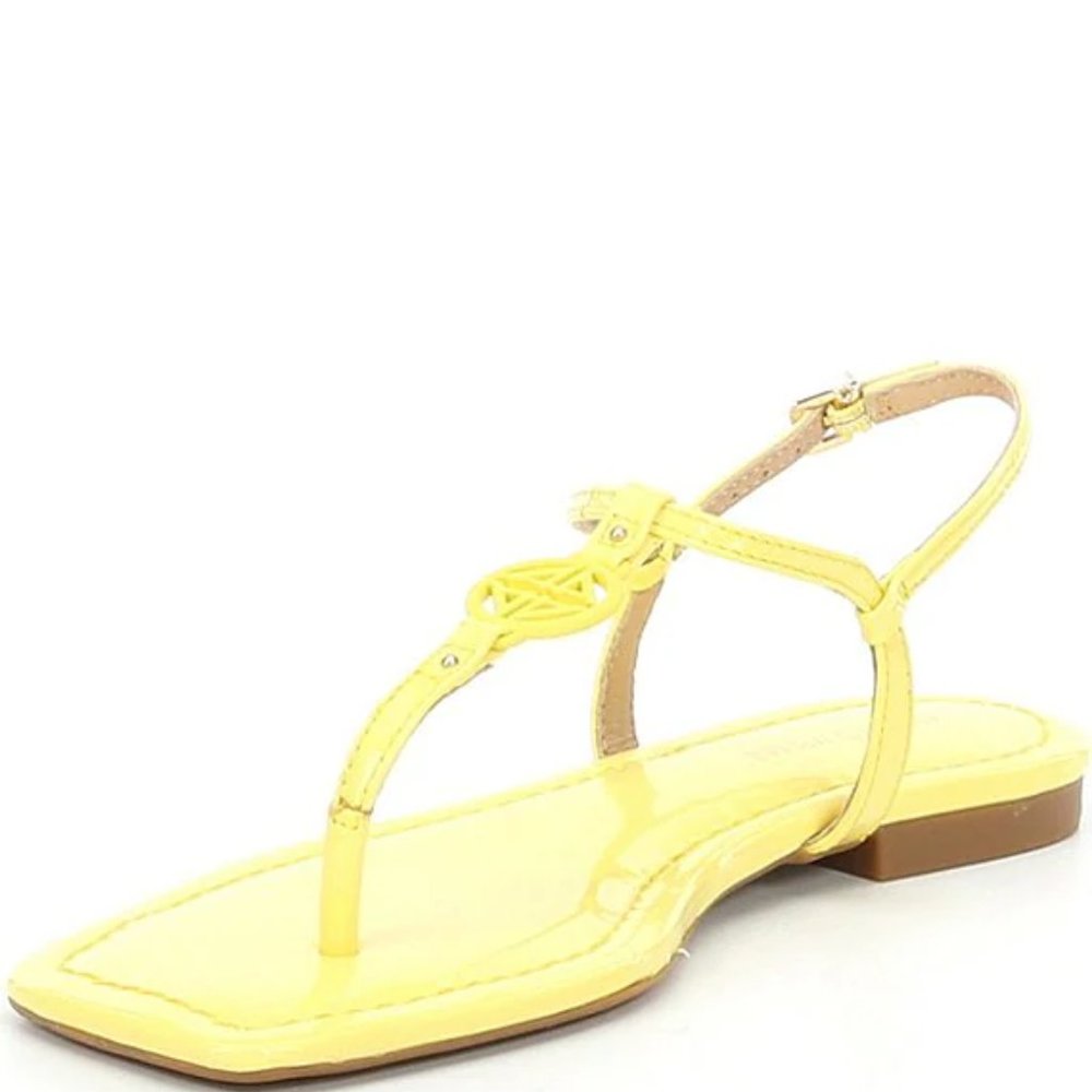 Antonio Melani Darsee Patent Yellow Leather Thong Flat Sandals size 6M